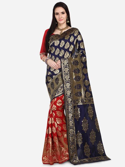 jacquard work banarasi saree with blouse - 17466357 - Very Small Image - 1