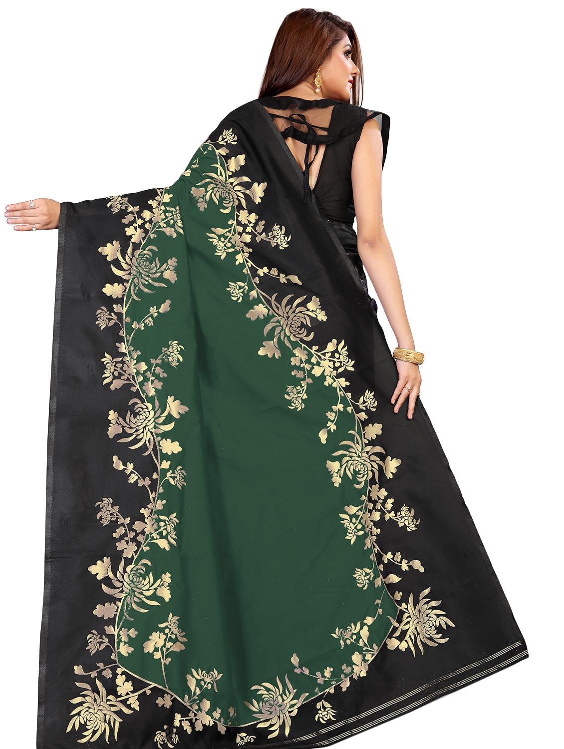 floral banarasi saree with blouse - 17466504 - Zoom Image - 2