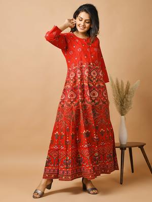 printed anarkali ethnic dress - 17466581 - Standard Image - 3