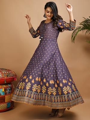 printed anarkali ethnic dress - 17466582 - Standard Image - 2