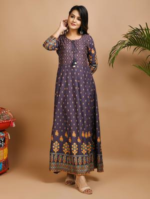 printed anarkali ethnic dress - 17466582 - Standard Image - 3
