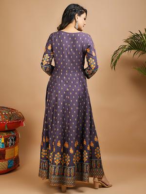 printed anarkali ethnic dress - 17466582 - Standard Image - 4