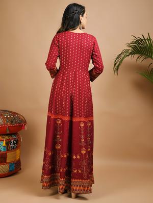 gold print anarkali ethnic dress - 17466586 - Standard Image - 3