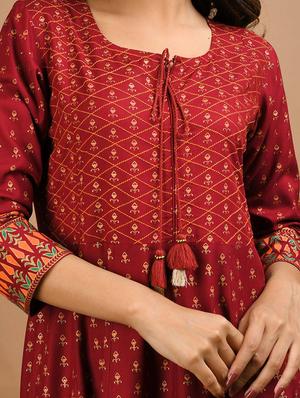 gold print anarkali ethnic dress - 17466586 - Standard Image - 4