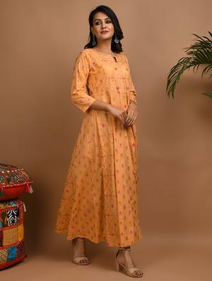 gold print anarkali ethnic dress - 17466588 - Standard Image - 2