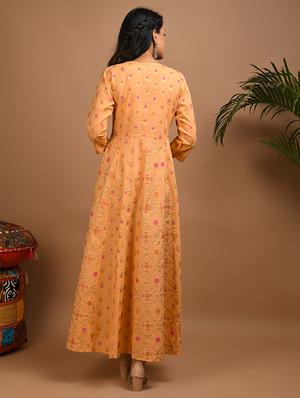 gold print anarkali ethnic dress - 17466588 - Standard Image - 4