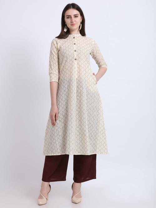 offwhite cotton aline kurta - 17466600 - Standard Image - 1