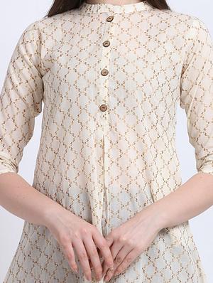 offwhite cotton aline kurta - 17466600 - Standard Image - 4