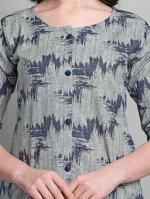grey cotton straight kurta - 17466603 - Standard Image - 4