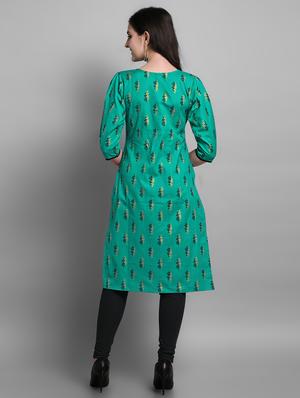 green cotton straight kurta - 17466604 - Standard Image - 3
