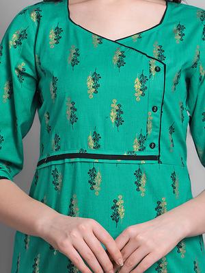 green cotton straight kurta - 17466604 - Standard Image - 4