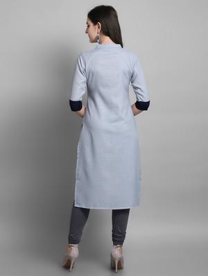 blue rayon straight kurta - 17466605 - Standard Image - 3