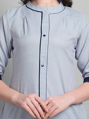 blue rayon straight kurta - 17466605 - Standard Image - 4