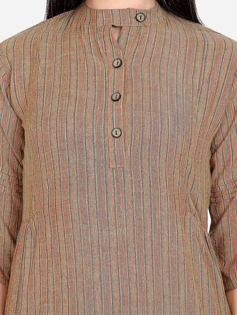 brown rayon straight kurta - 17466610 - Zoom Image - 4