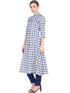 navy cotton aline kurta - 17466617 - Standard Image - 3