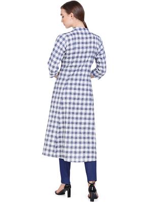 navy cotton aline kurta - 17466617 - Standard Image - 4