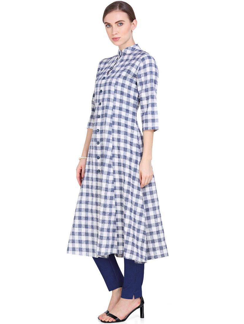 navy cotton aline kurta - 17466617 - Zoom Image - 3