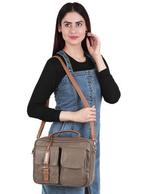 beige leatherette (pu) regular sling bag - 17466781 - Standard Image - 6