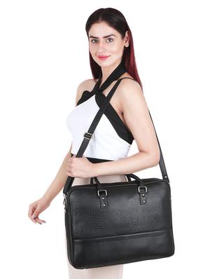 black leatherette (pu) regular laptop bag - 17466795 - Standard Image - 6