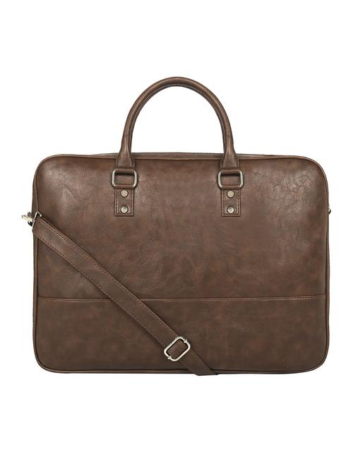 brown leatherette (pu) regular laptop bag - 17466799 - Standard Image - 1