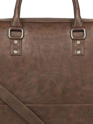 brown leatherette (pu) regular laptop bag - 17466799 - Standard Image - 4