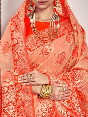 self design woven saree with blouse - 17467092 - Standard Image - 2