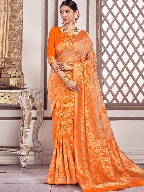 self design woven saree with blouse - 17467094 - Standard Image - 1