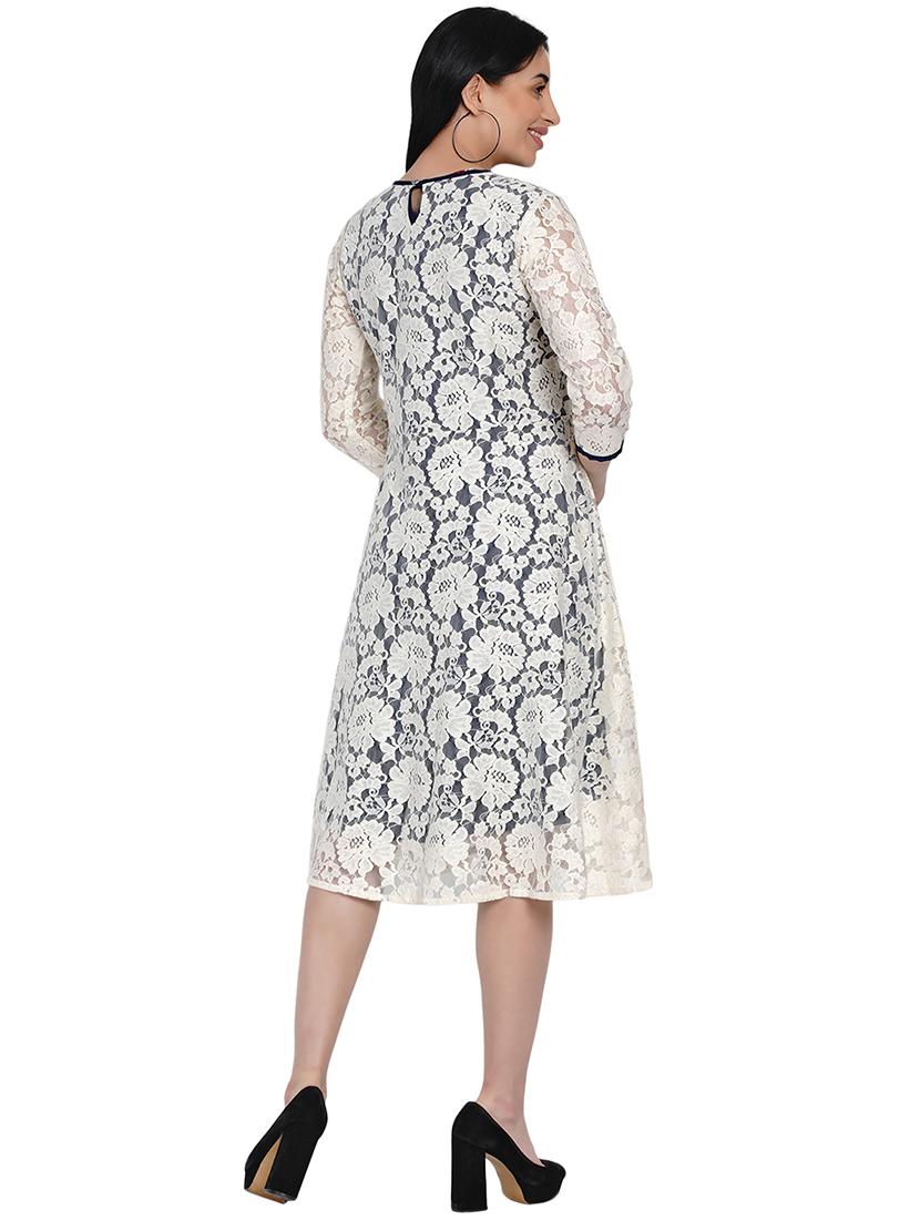 round neck laced a-line dress - 17467189 - Zoom Image - 3