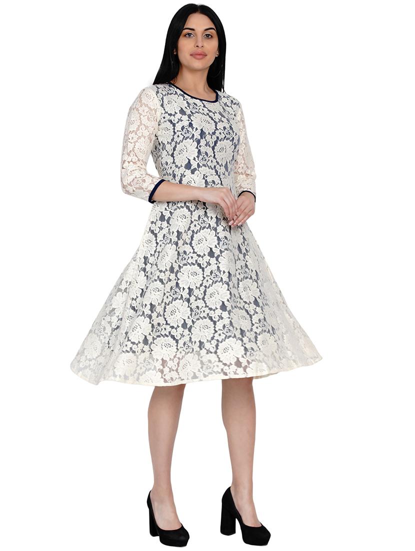round neck laced a-line dress - 17467189 - Zoom Image - 4