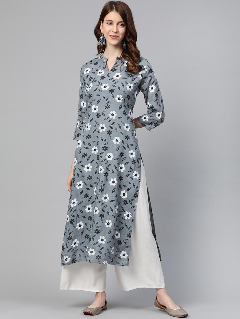 floral straight kurta - 17467253 - Zoom Image - 1