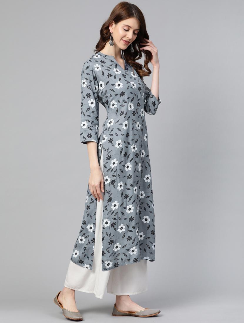 floral straight kurta - 17467253 - Zoom Image - 2