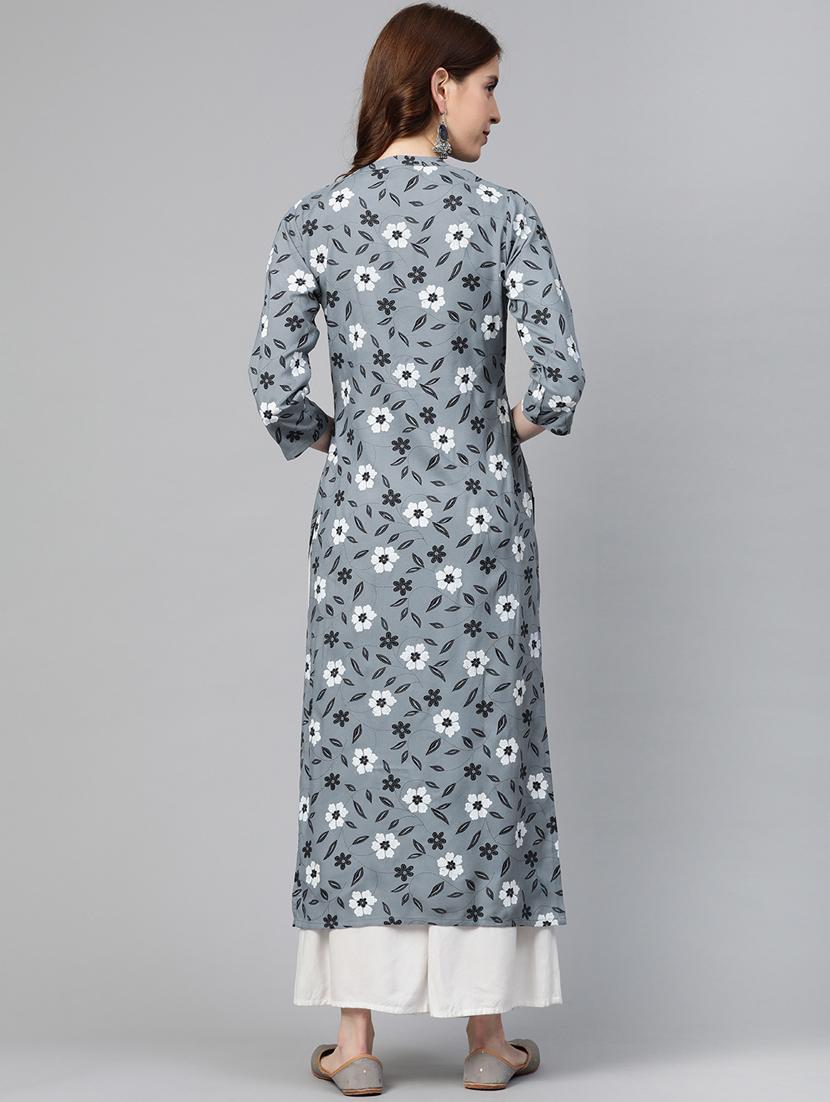 floral straight kurta - 17467253 - Zoom Image - 3