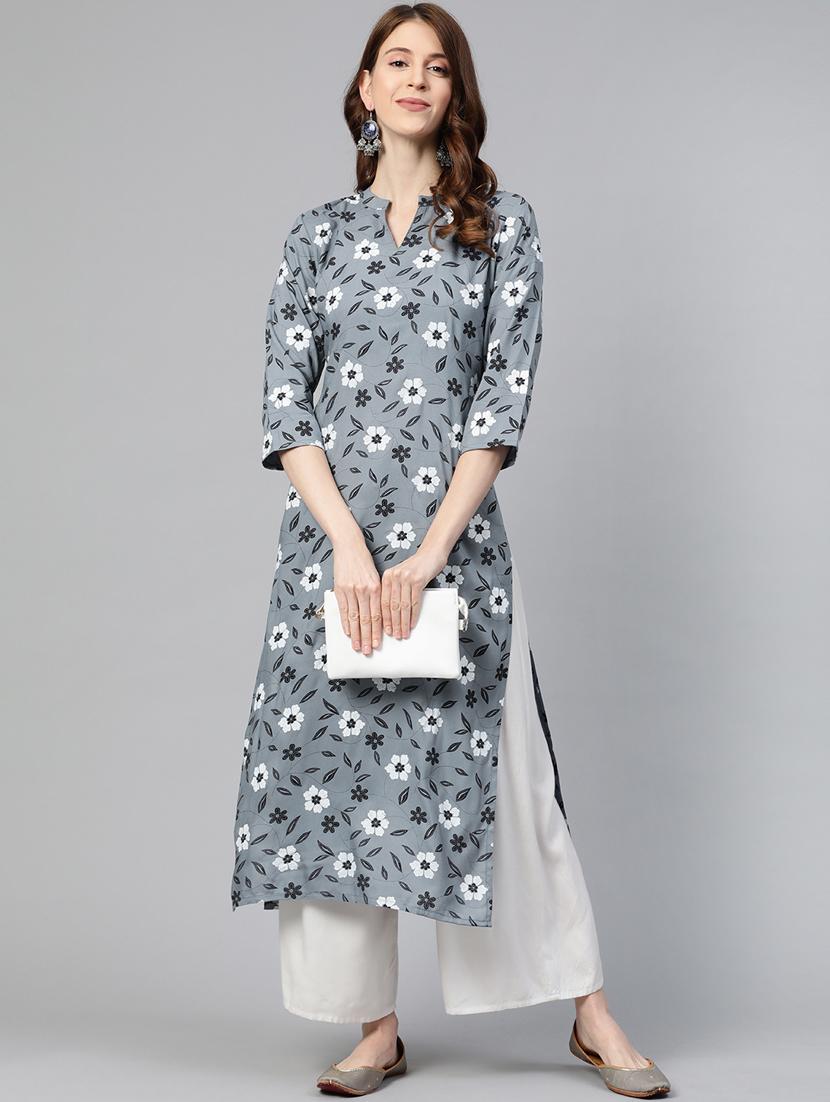 floral straight kurta - 17467253 - Zoom Image - 4