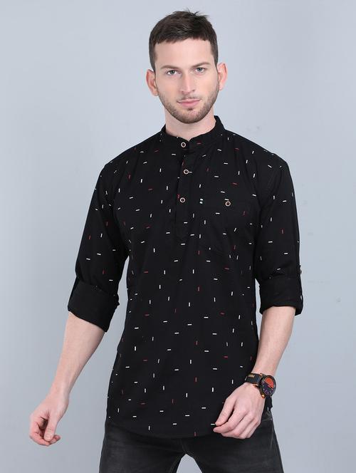 black printed short kurta - 17467612 - Very Small Image - 1
