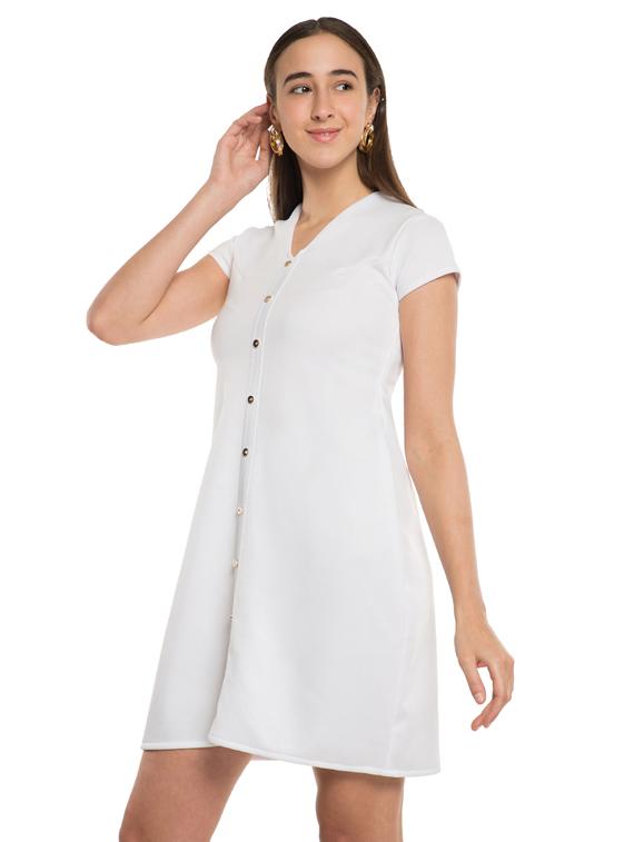 v neck button up dress - 17467624 - Zoom Image - 1