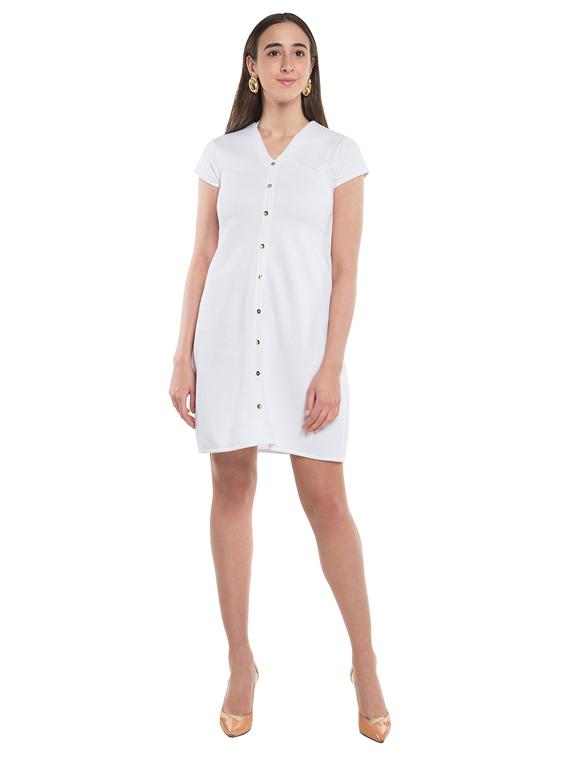v neck button up dress - 17467624 - Zoom Image - 3