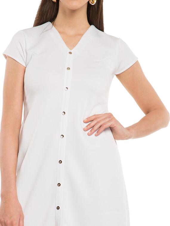 v neck button up dress - 17467624 - Zoom Image - 4