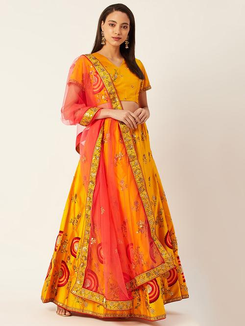 embroidered flared lehenga - 17467794 - Standard Image - 1