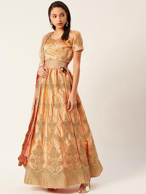 embroidered flared lehenga - 17467799 - Standard Image - 1