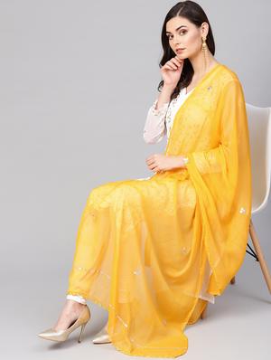 yellow poly georgette plain dupatta - 17467860 - Standard Image - 2