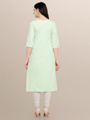 green rayon straight kurti - 17468049 - Standard Image - 4