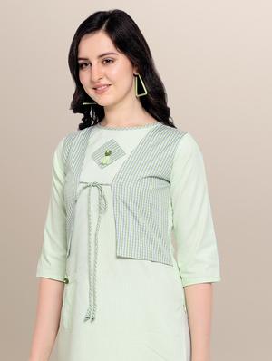 green rayon straight kurti - 17468049 - Standard Image - 5