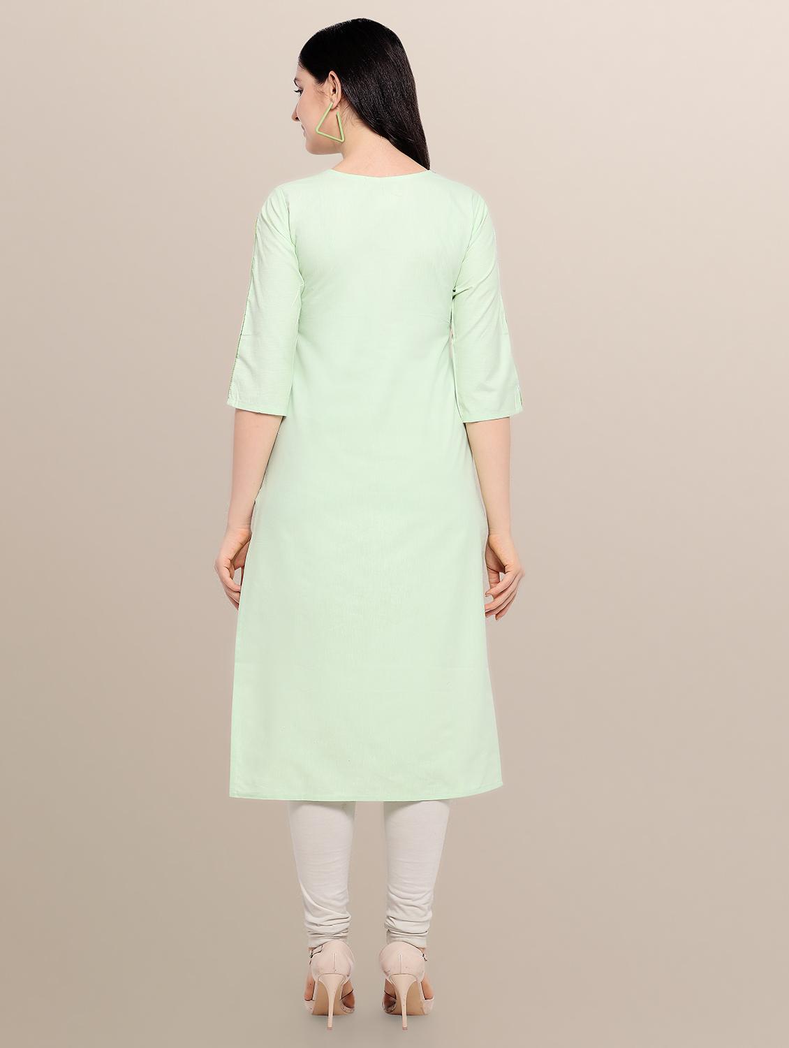 green rayon straight kurti - 17468049 - Zoom Image - 4