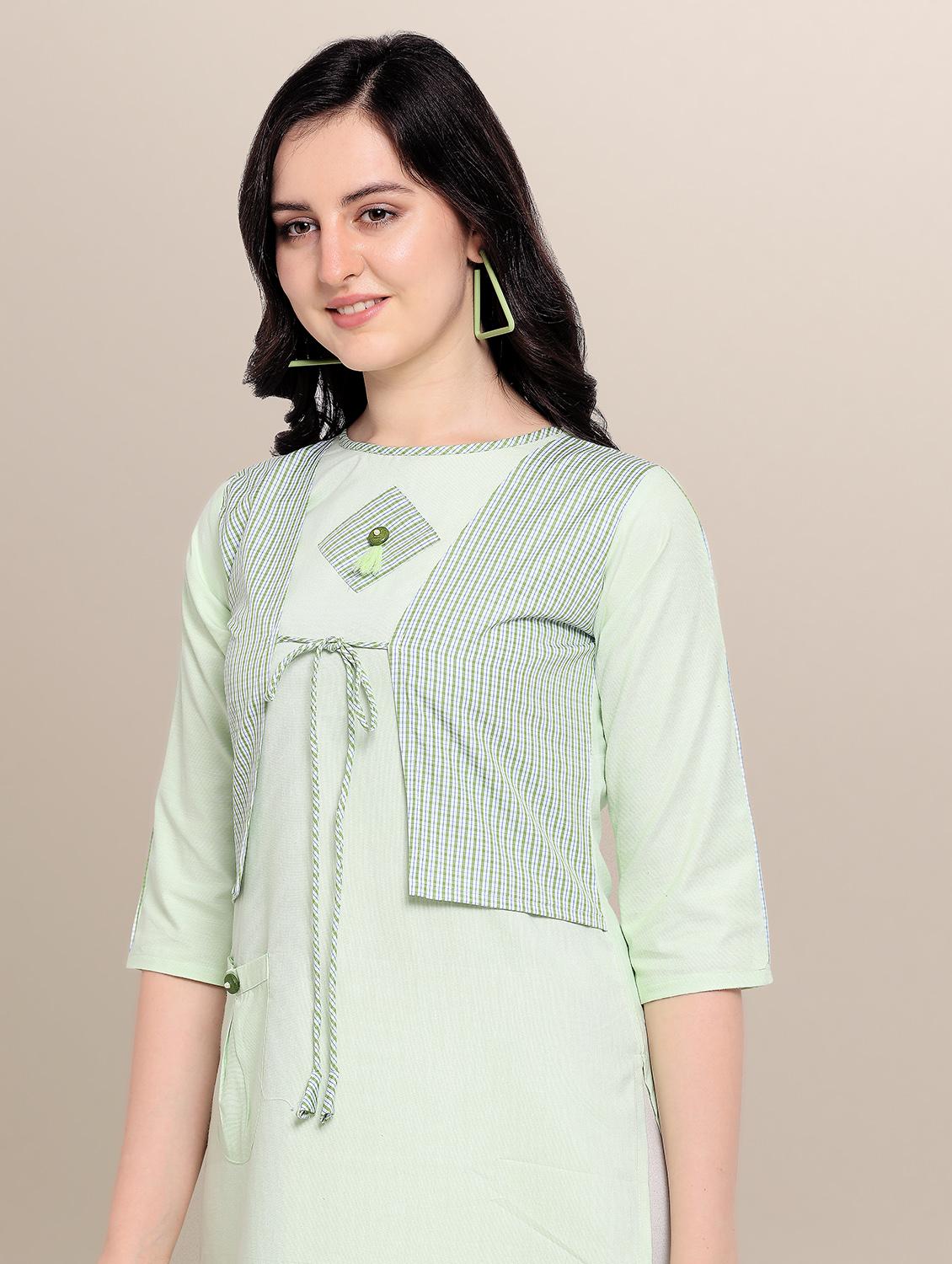green rayon straight kurti - 17468049 - Zoom Image - 5