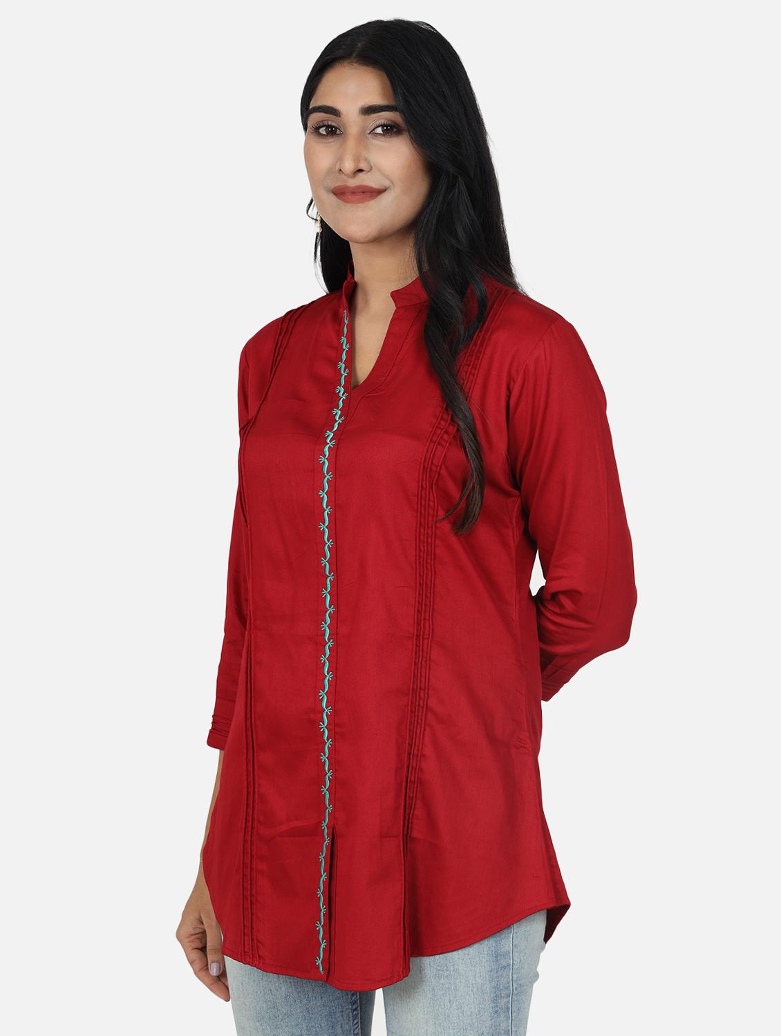 mandarin neck shirt tunic - 17468170 - Zoom Image - 2