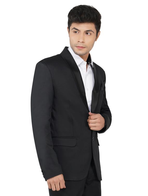 black solid tuxedo blazer - 17468182 - Zoom Image - 2