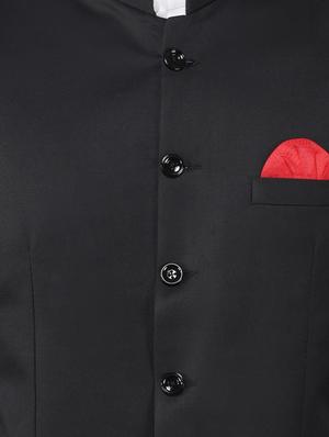 black solid bandhgala formal blazer - 17468183 - Standard Image - 5