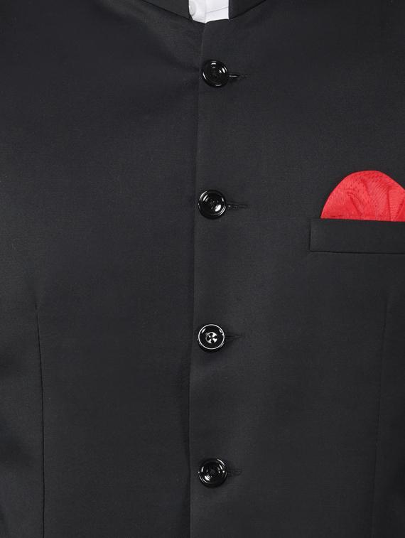black solid bandhgala formal blazer - 17468183 - Zoom Image - 5