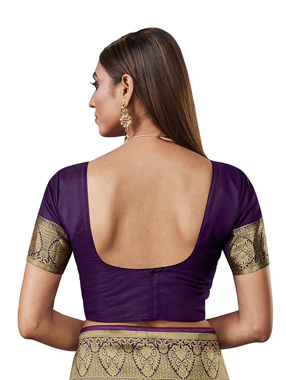 self design banarasi saree with blouse - 17468384 - Zoom Image - 4