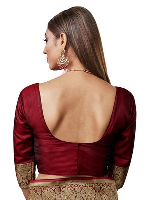 self design banarasi saree with blouse - 17468385 - Standard Image - 3